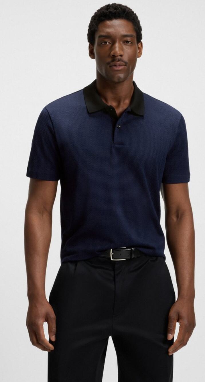 Hugo Boss Polo Button Fitted Cotton Blue Preppy Minimalist Comfortable Academy L